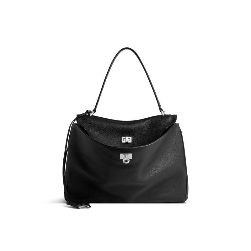 "Middle Rodeo handbag grained calf leather for women Black"Balenciaga