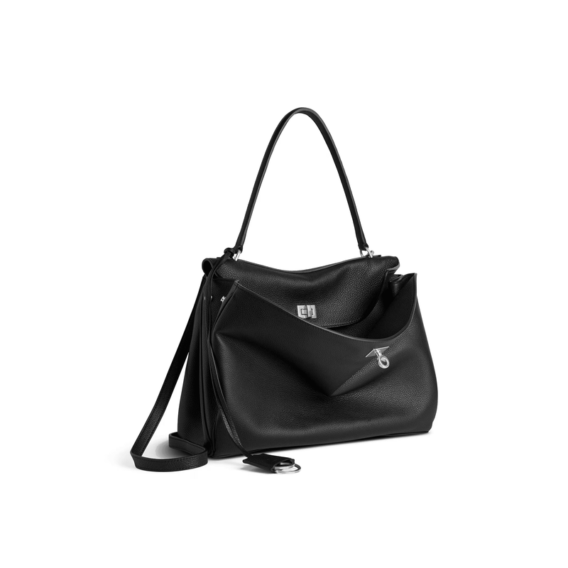 "Middle Rodeo handbag grained calf leather for women Black"Balenciaga