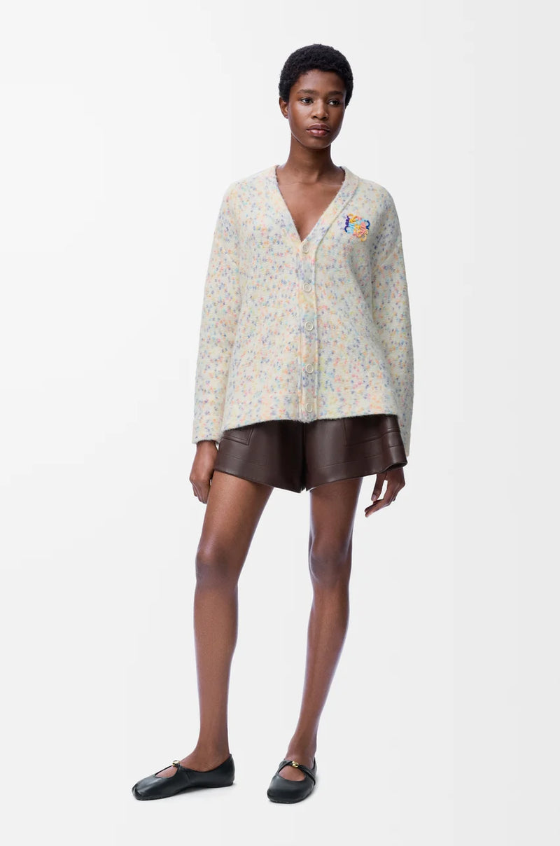 "Cardigan Trapeze in wool and alpaca white/multicolored" Loewe