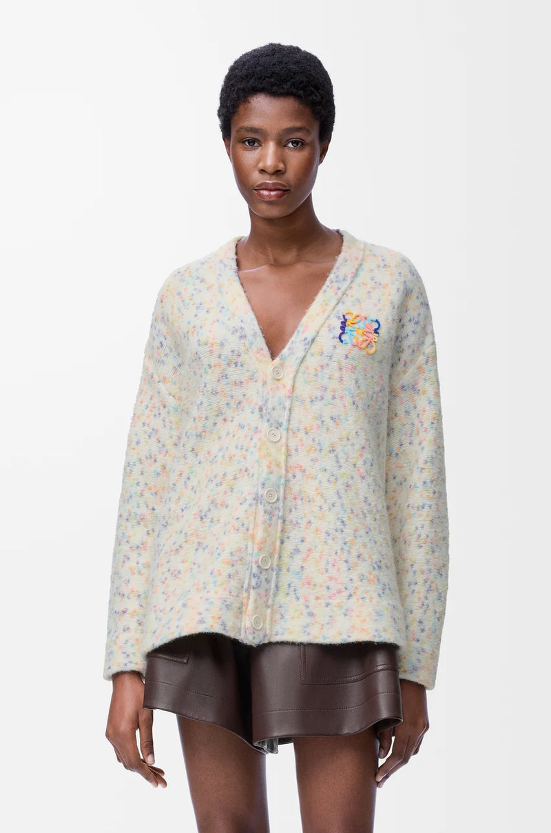 "Cardigan Trapeze in wool and alpaca white/multicolored" Loewe