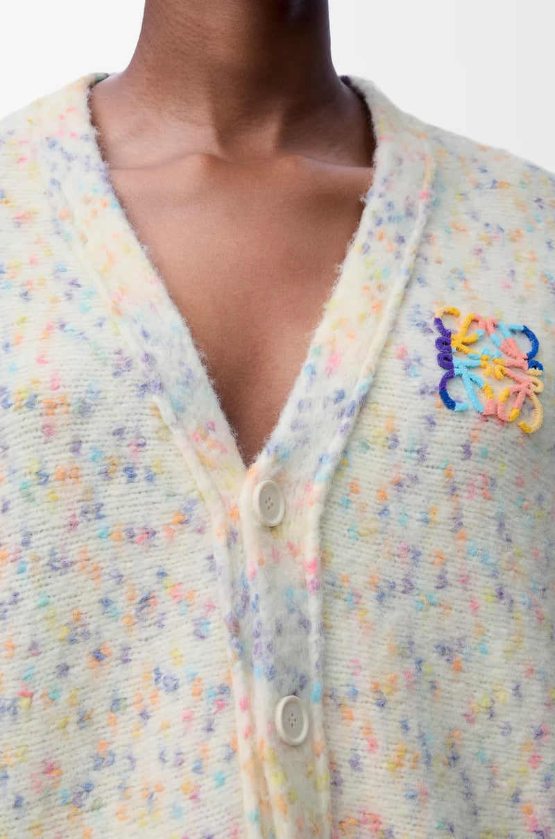 "Cardigan Trapeze in wool and alpaca white/multicolored" Loewe