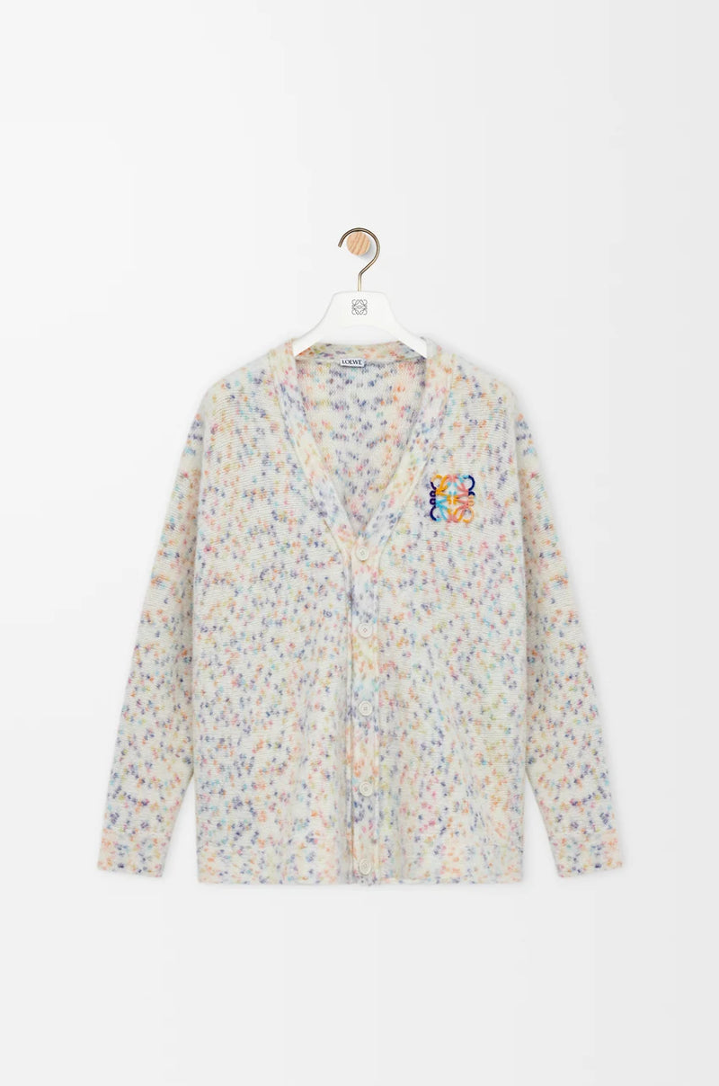 "Cardigan Trapeze in wool and alpaca white/multicolored" Loewe