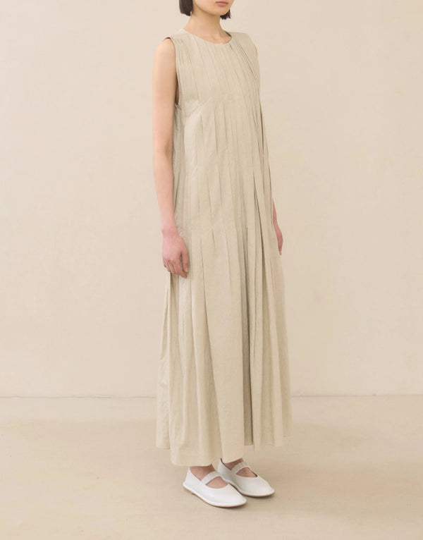 Greige pleated dress (beige) Lauren Manoogian