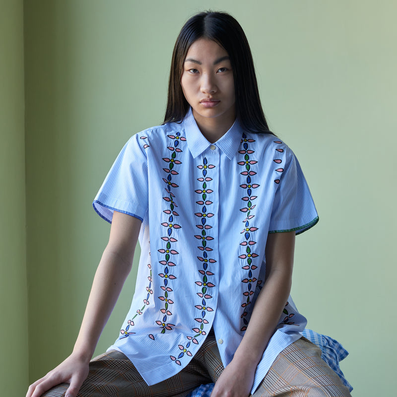 "Blue / multicolored tonka" shirt by Jackie skirt