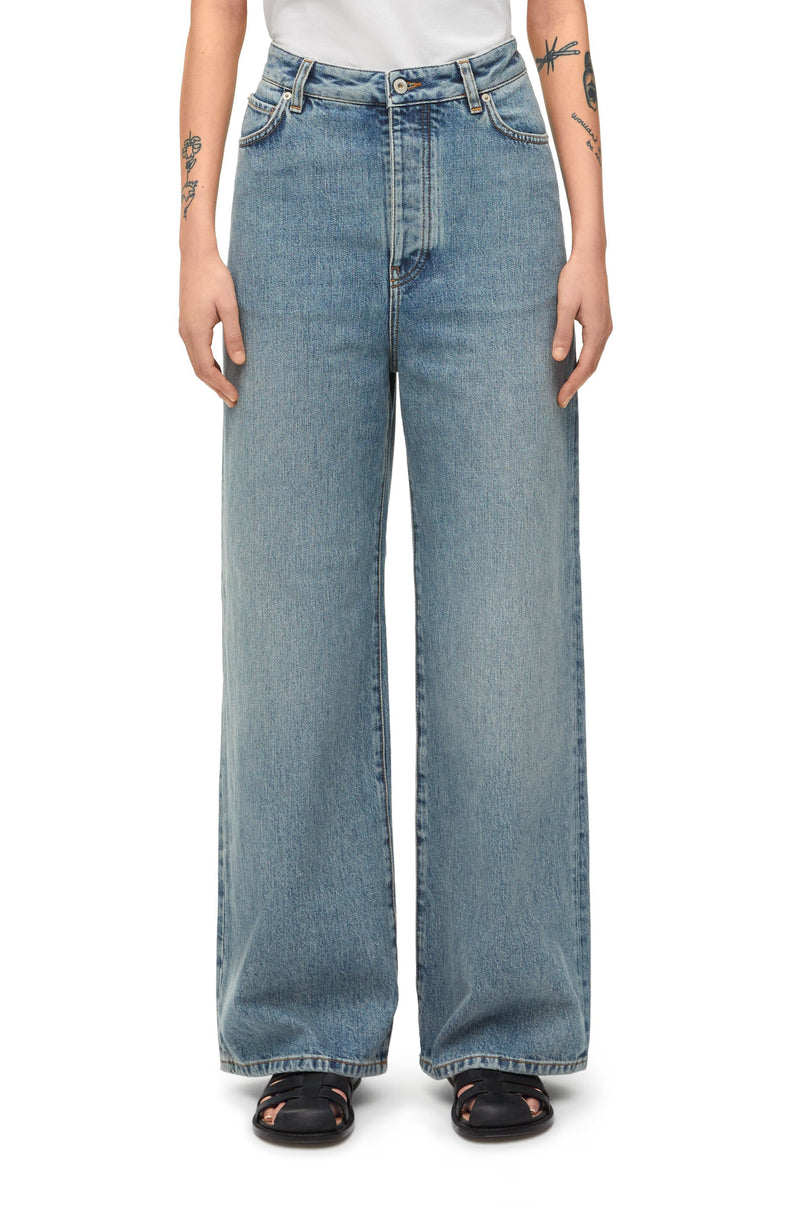 Jean taille haute en denim Bleu Délavé LOEWE