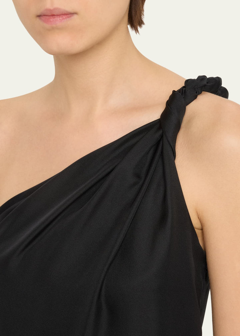 Dress "Adela Midi twisted at a shoulder Black"Loulou Studio