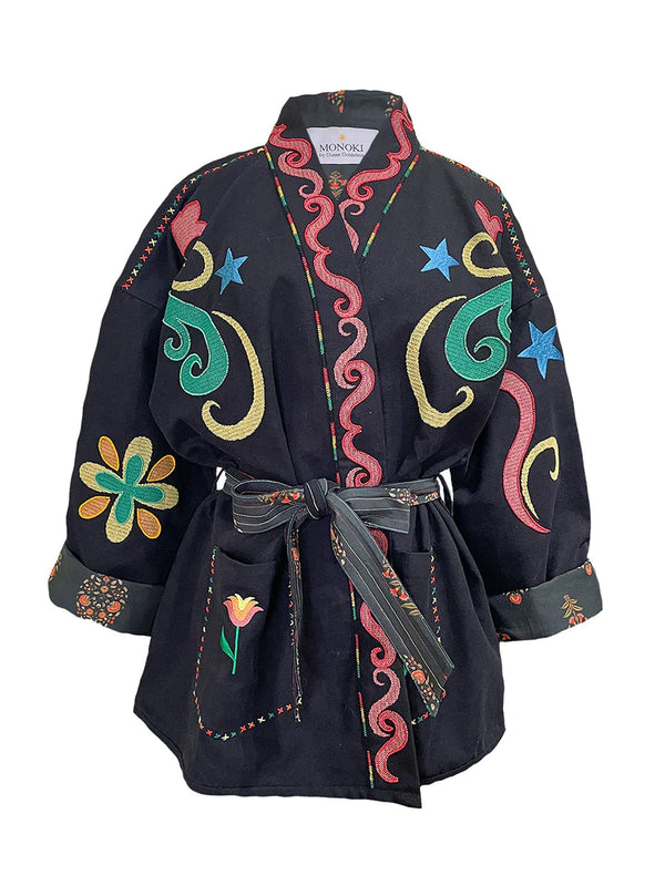 Kimono jacket "Family Black/ Multicolored "monoki