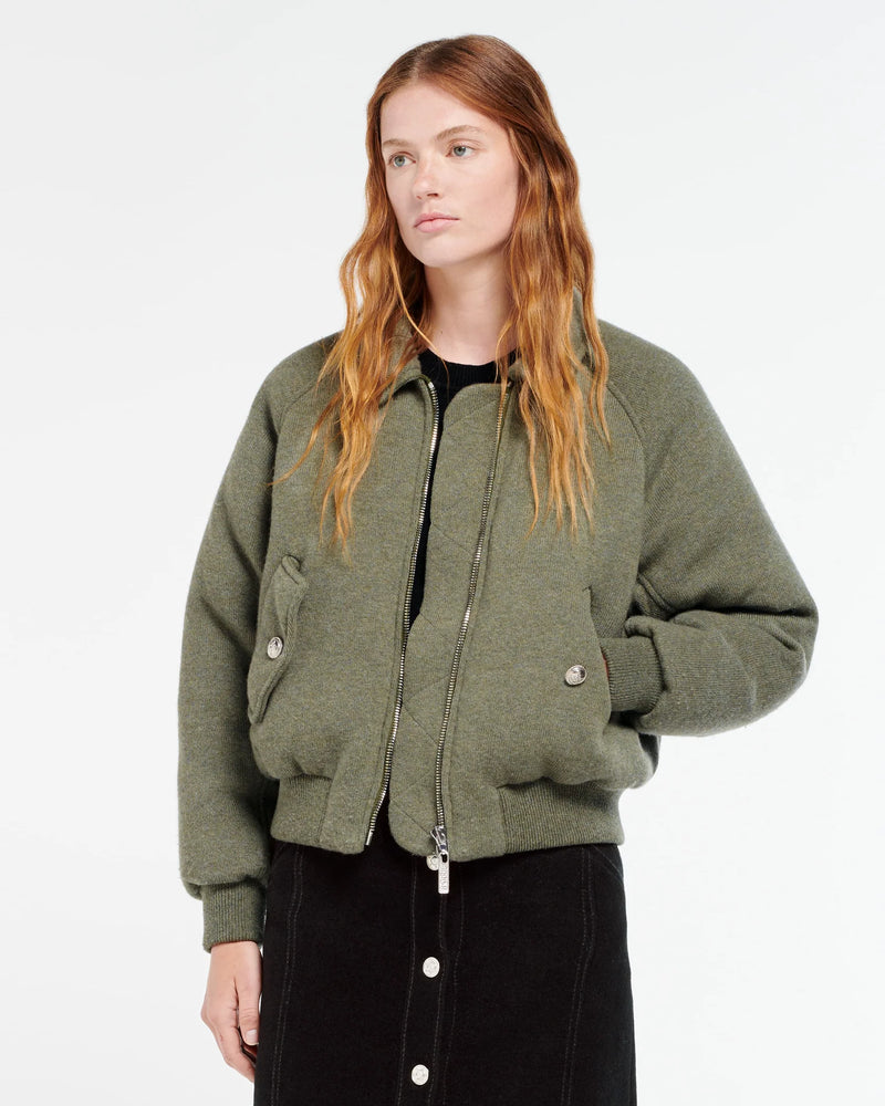 Bomber in cashmere and khaki wool Green Barrie