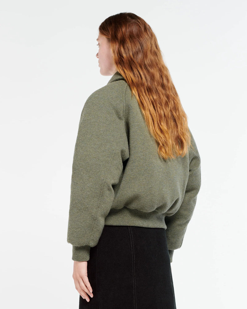 Bomber in cashmere and khaki wool Green Barrie