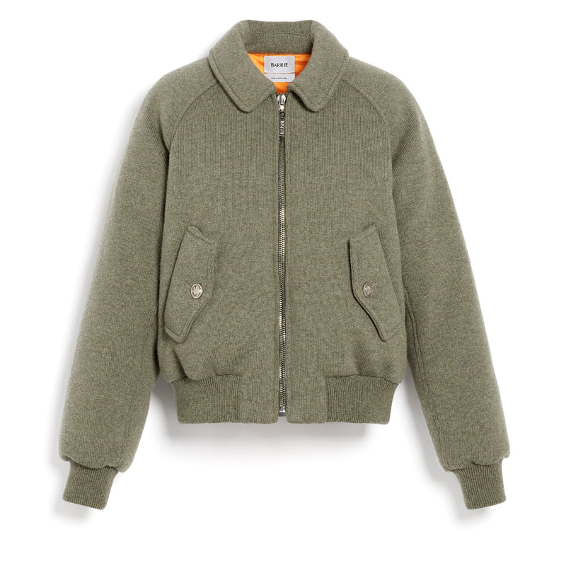 Bomber in cashmere and khaki wool Green Barrie