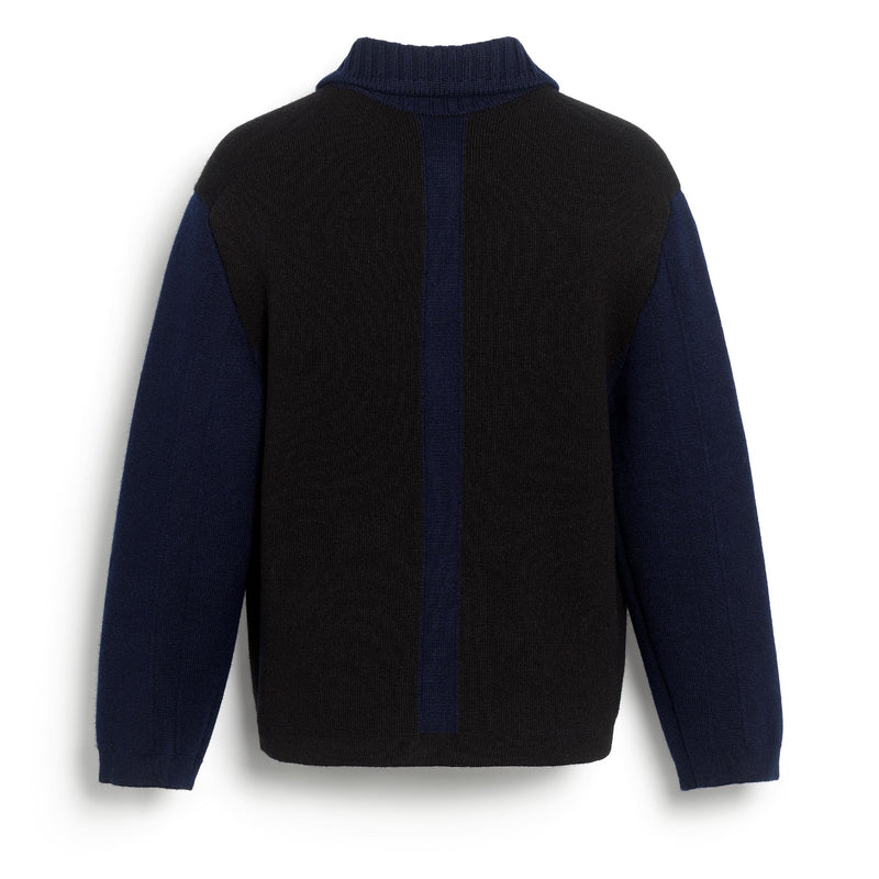 Veste trompe-l'œil en cachemire et laine  Marine et noir “Barrie X Mackintosh”