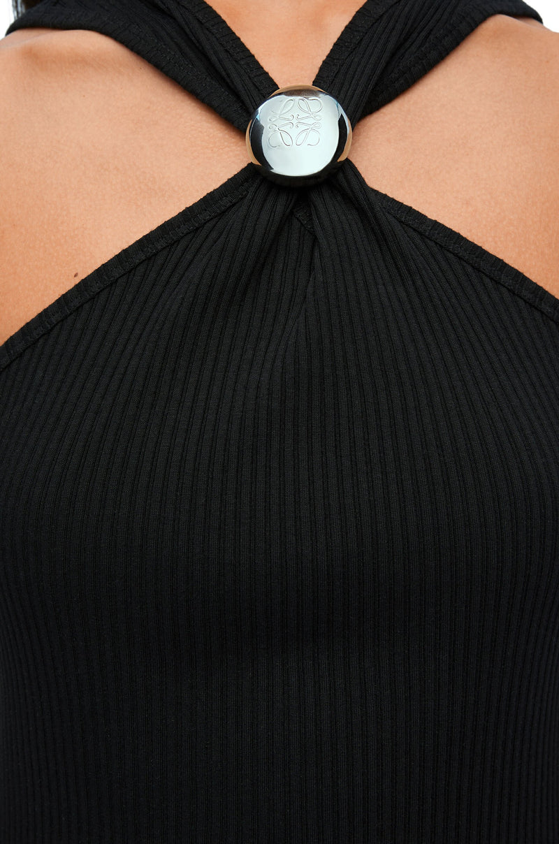 Robe Pebble Anagram en coton Noir/ Argent LOEWE
