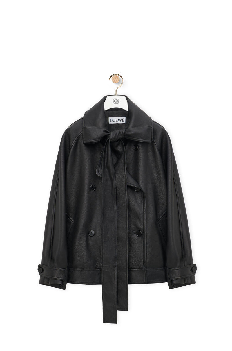 Veste à nœud en cuir d'agneau nappa Noir LOEWE