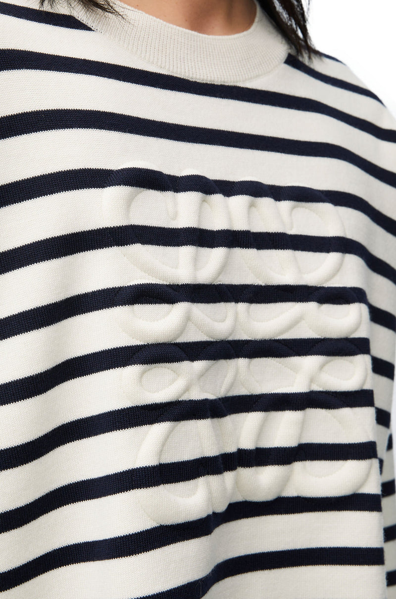 Pull Anagram en laine Blanc Cassé/ Bleu Marine LOEWE