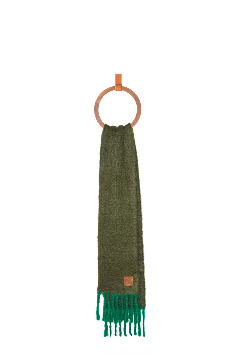 Wool scarf and mohaire Green Kaki Loewe