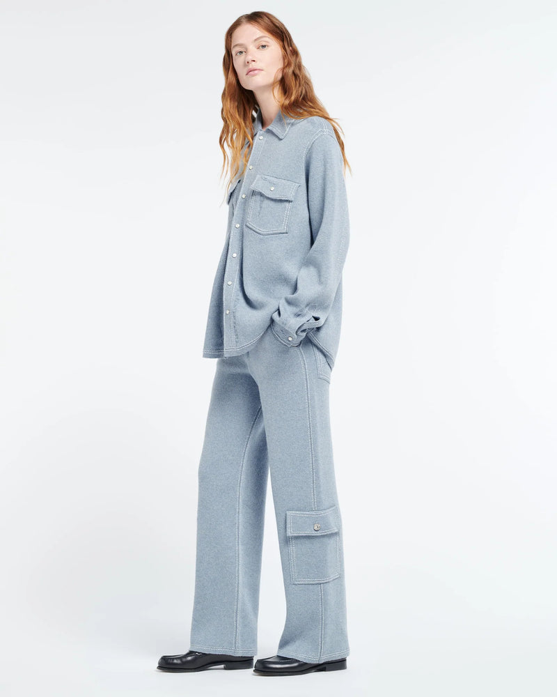 Cashmere and Blue Cotton Denim Skill