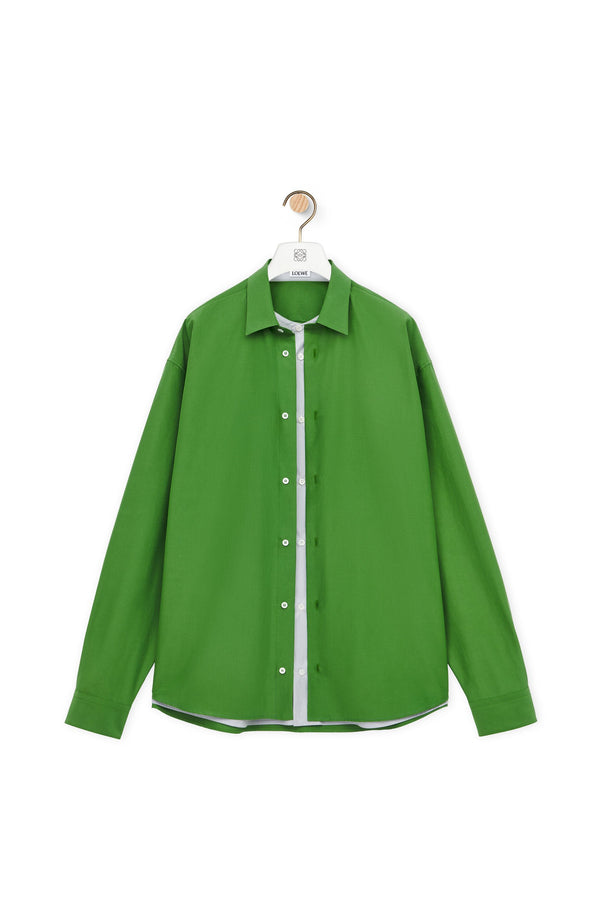 Cotton superimposed shirt and silk Green/ Gray Loewe