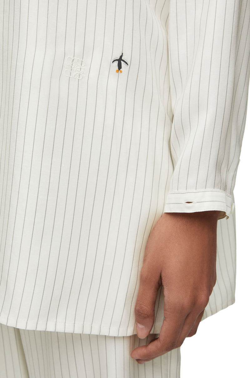 Shirt in silk and white cotton/gray/multicolored collaboration Loewe x Suna Fujita