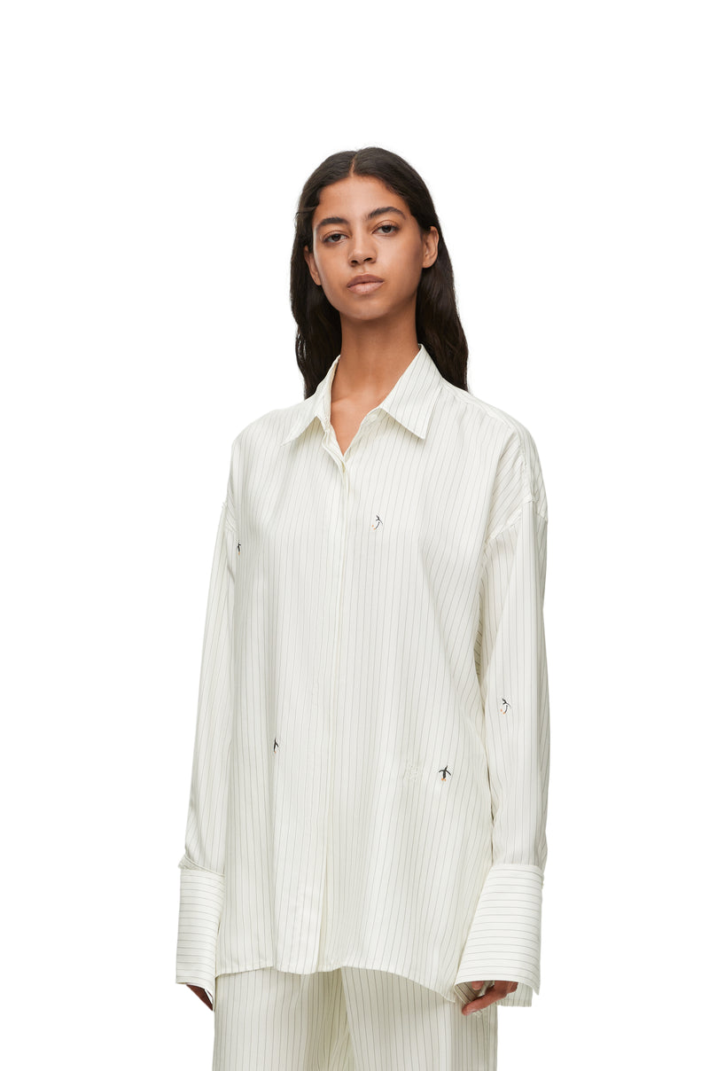 Shirt in silk and white cotton/gray/multicolored collaboration Loewe x Suna Fujita