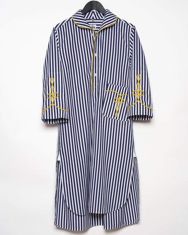 Blue/ white striped dress/ SEBBLINE yellow