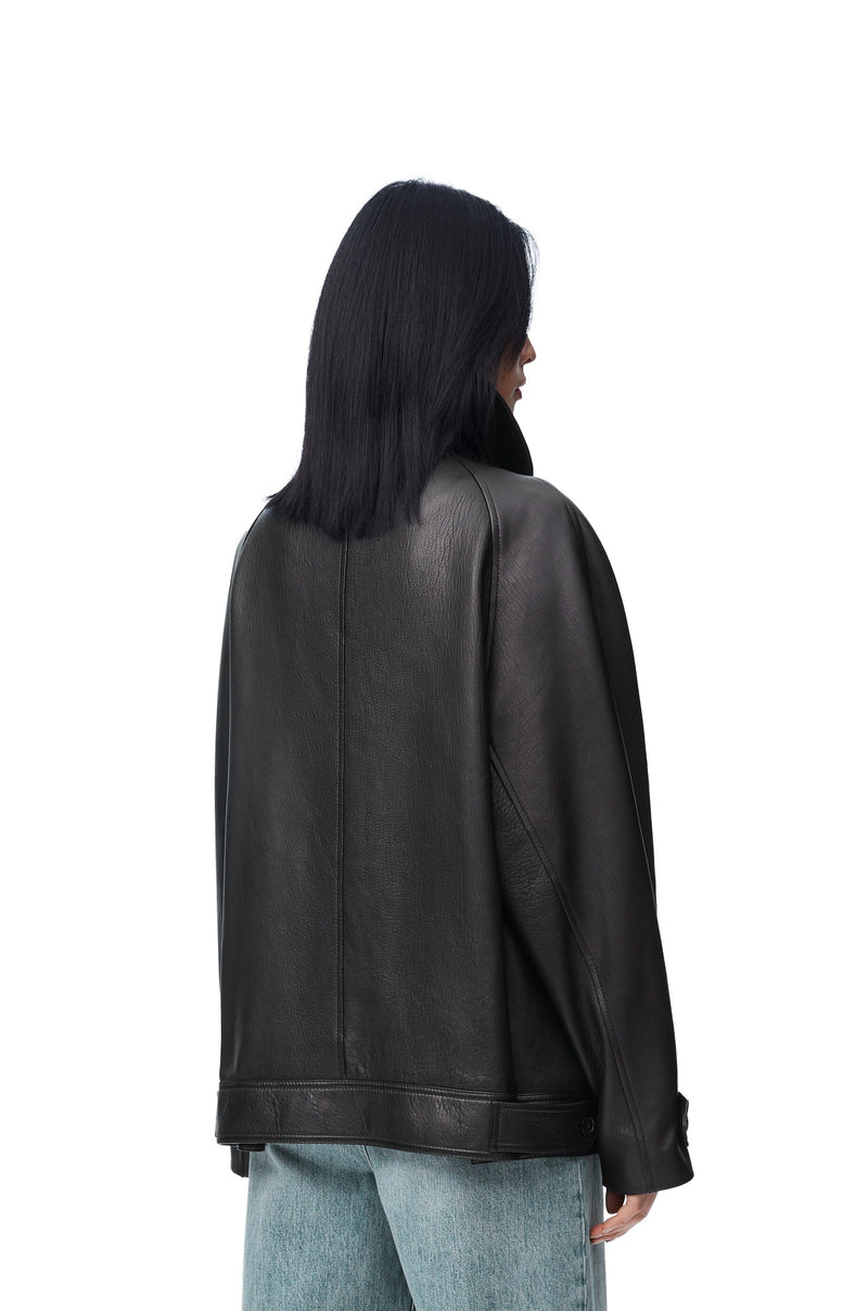 Veste à nœud en cuir d'agneau nappa Noir LOEWE