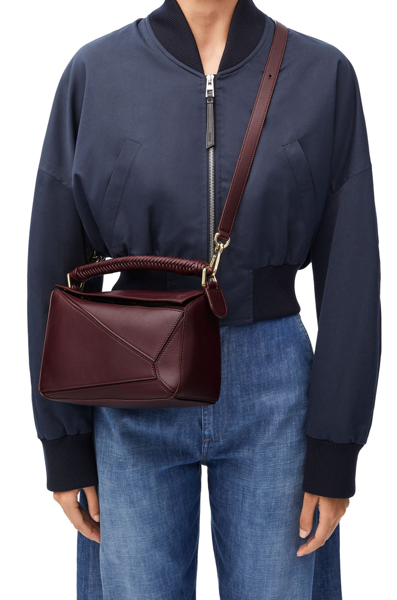 Sac "Petit Puzzle en cuir de veau doux  Bordeaux Foncé" LOEWE