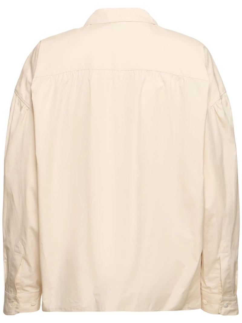 Twisted shirt in thick cotton poplin cream lemaire cream