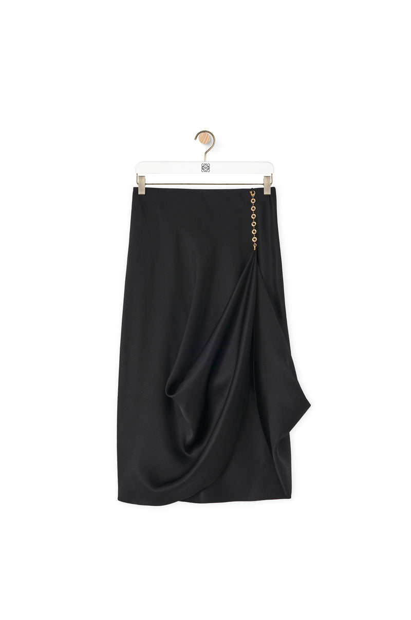 Silk skirt with chain Black / Gold loewe