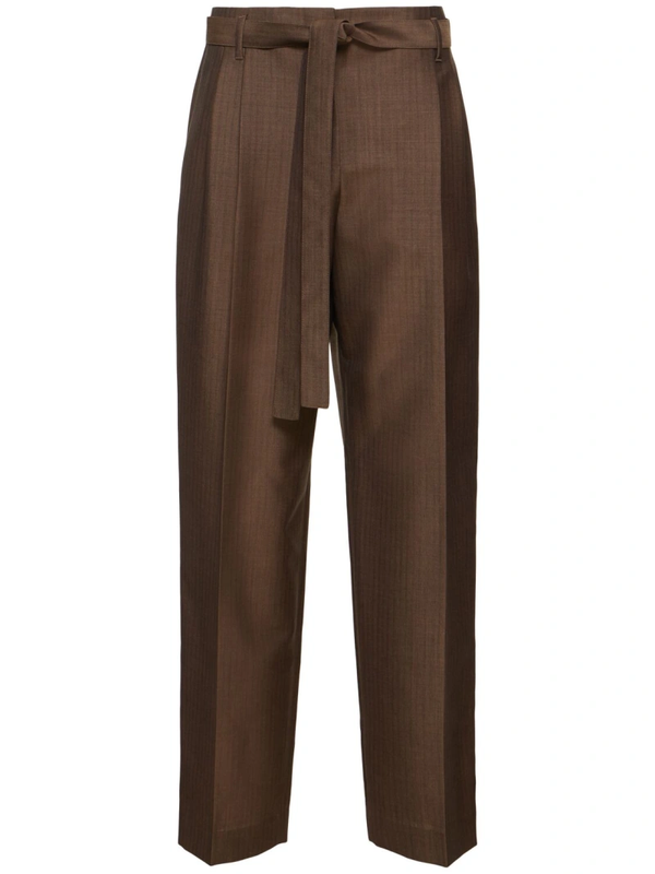 Pantalon "Lonan en Mohair et Laine beige Foncé" THE ROW