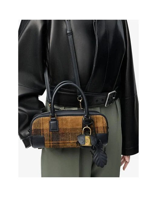 Bag "Amazona 23 cropped tartan khaki" loewe
