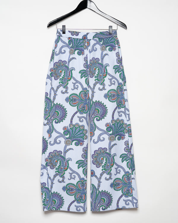 Paisley pants with blue/ white/ multicolored Blue/ Multicolor