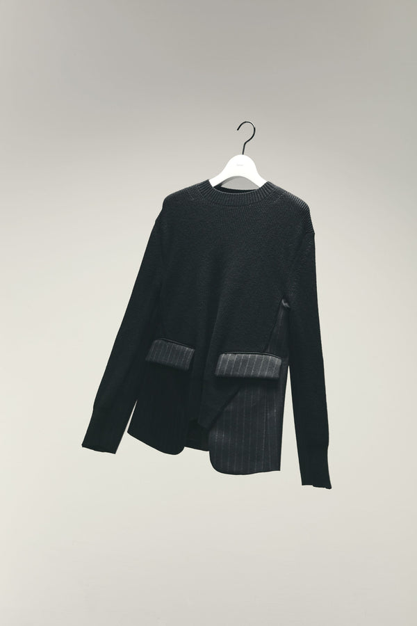 Pull en tricot x Chalk rayé Noir/ Blanc SACAI