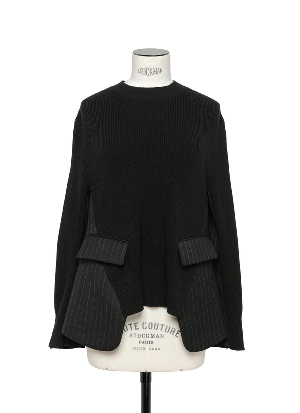 Pull en tricot x Chalk rayé Noir/ Blanc SACAI