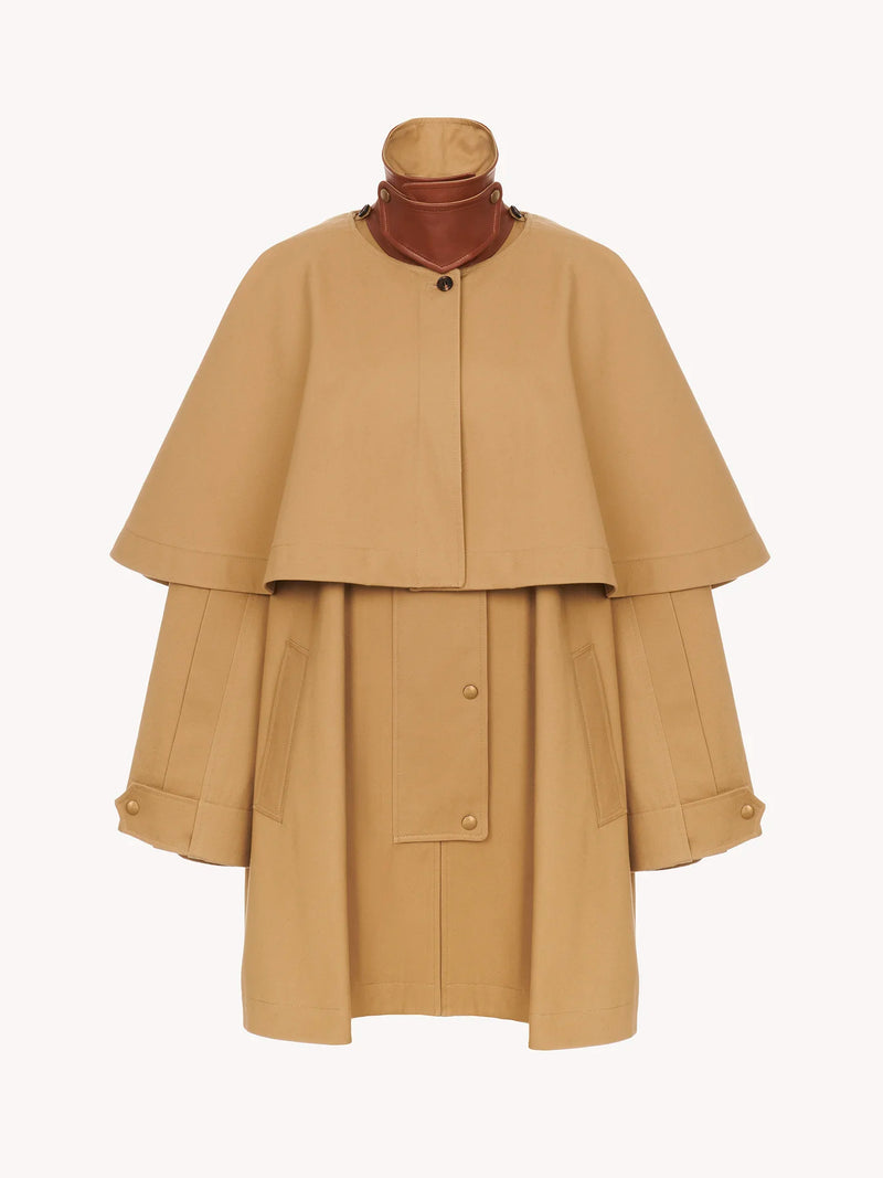 Parka oversize en gabardine de coton Past Khaki CHLOÉ