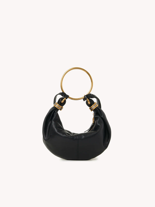 Sac "Petit hobo Bracelet bag en cuir grainé Noir/ Or" CHLOÉ