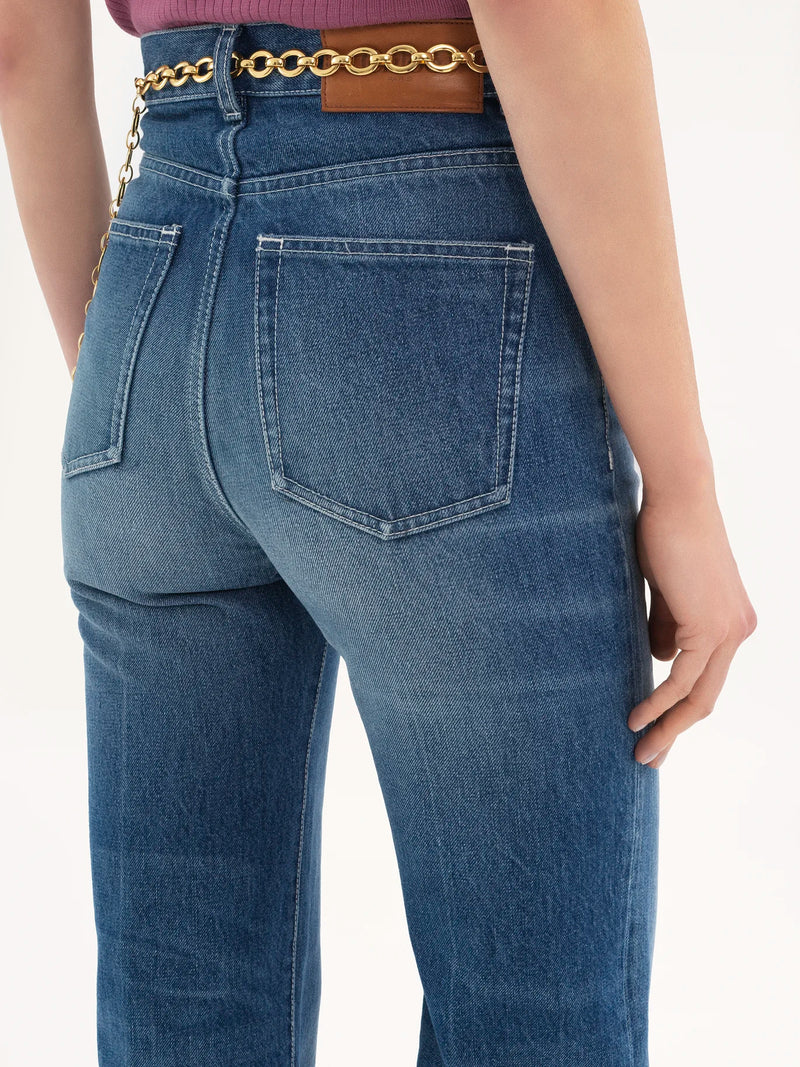 Jean évasé taille haute en denim Ocean Bleu CHLOÉ