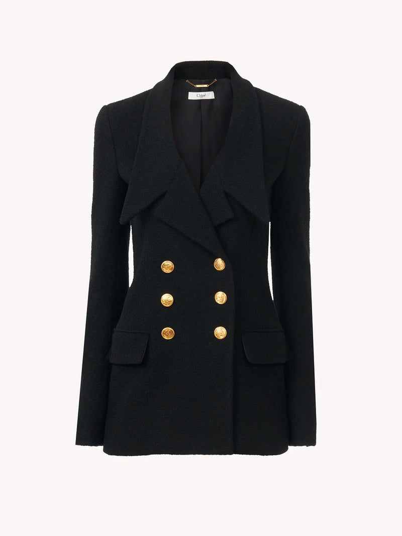 Veste cardigan à double boutonnage en laine Noir CHLOÉ