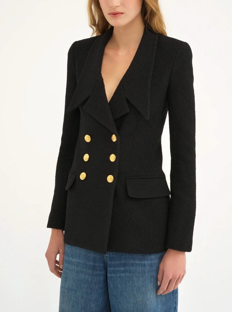 Cardigan jacket with double woolen buttoning Black Chloe