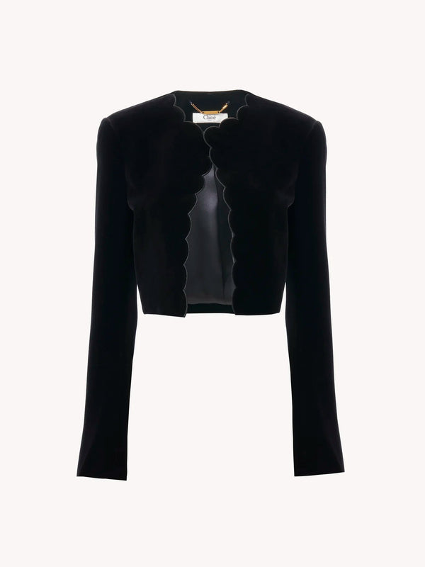 Veste spencer festonnée en velours Noir CHLOÉ