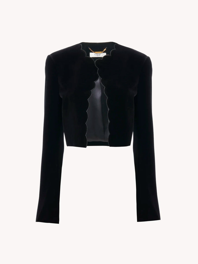 Veste spencer festonnée en velours Noir CHLOÉ