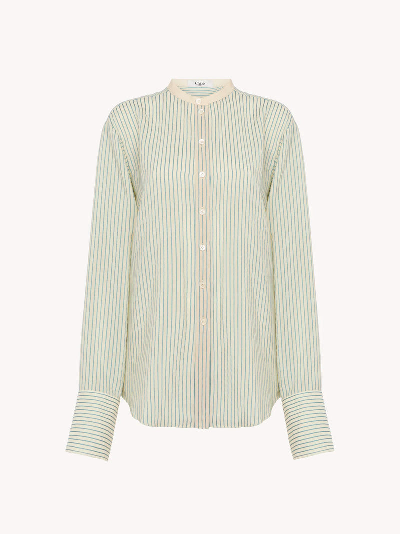 Oversize shirt in blue/ white silk chloé