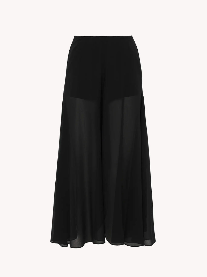 Pantalon fluide en georgette de soie Noir CHLOÉ