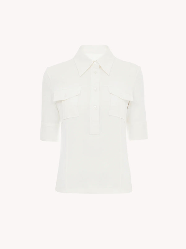 Top utilitaire à manches courtes en coton Lait de coco (Blanc cassé) CHLOÉ