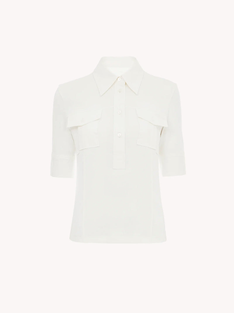 Top utilitaire à manches courtes en coton Lait de coco (Blanc cassé) CHLOÉ