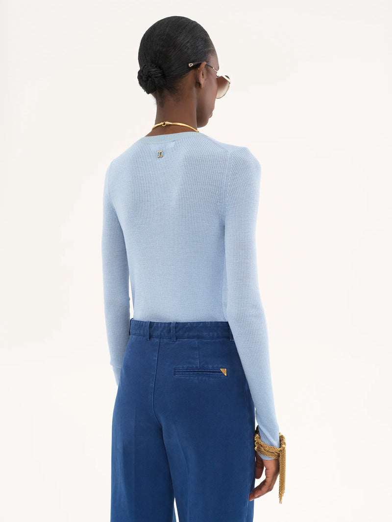 Pull "Henley in Extrafine Baltic Sea wool (sky blue) Chloé