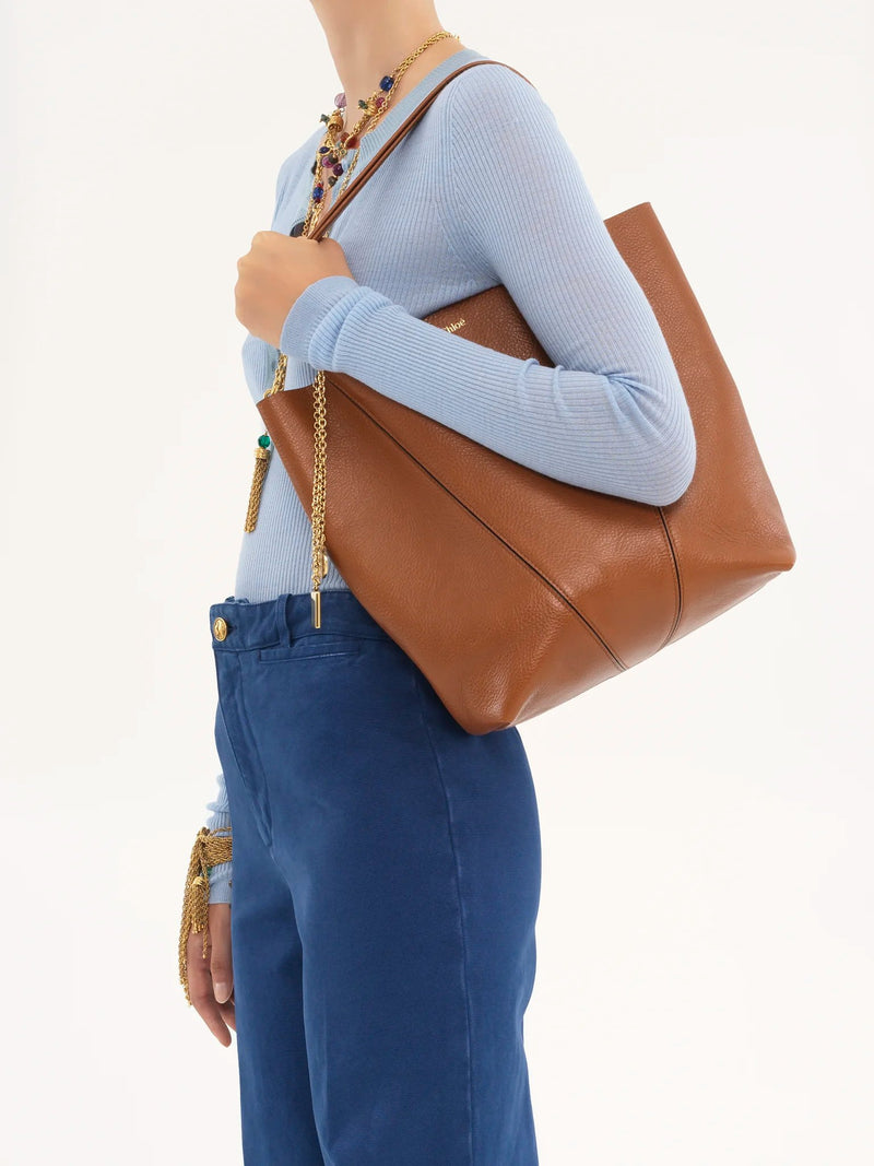 Sac "Tote Spin en cuir grainé Clay Brown" CHLOÉ