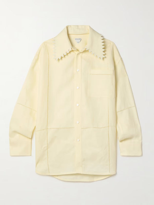 Yellow embroidery linen shirt BOTTEGA VENETA