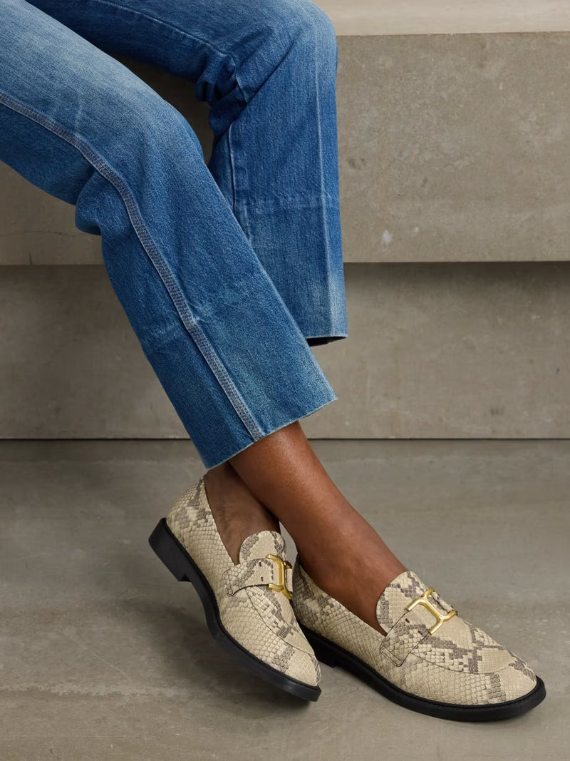 Mocassins "Marcie en cuir effet serpent à boucles Misty Beige" CHLOÉ