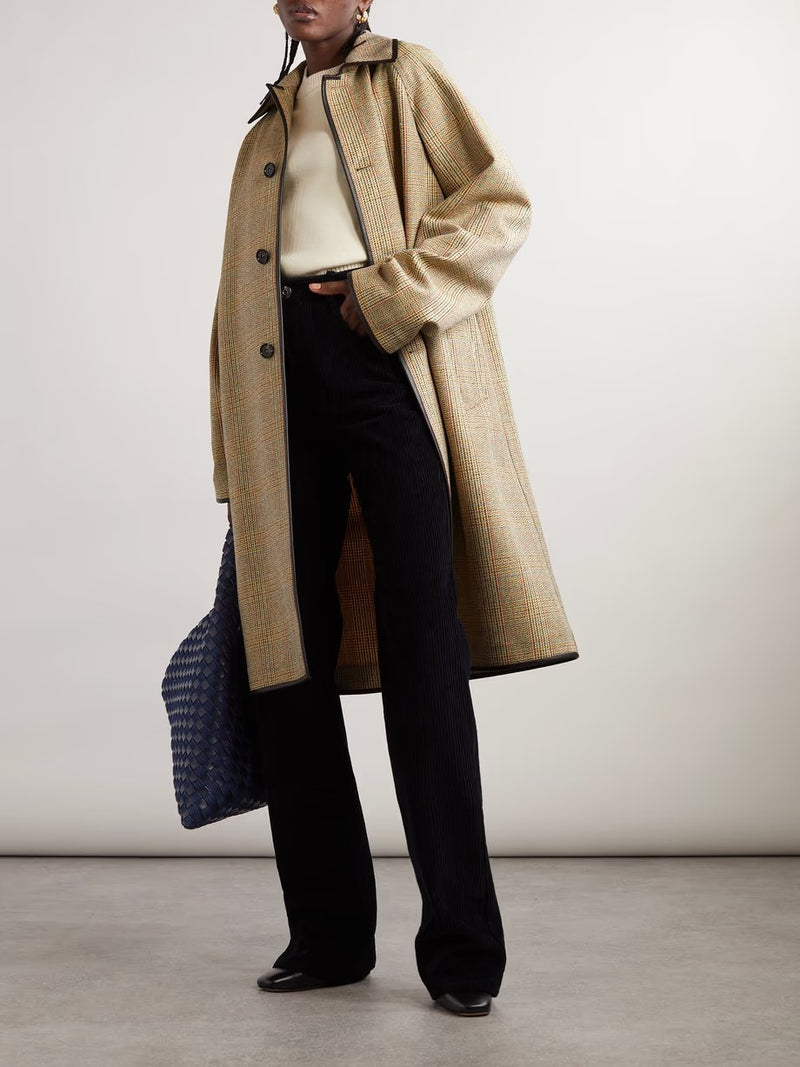 Beige /yellow /blue prince-de-wales wool coat BOTTEGA VENETA