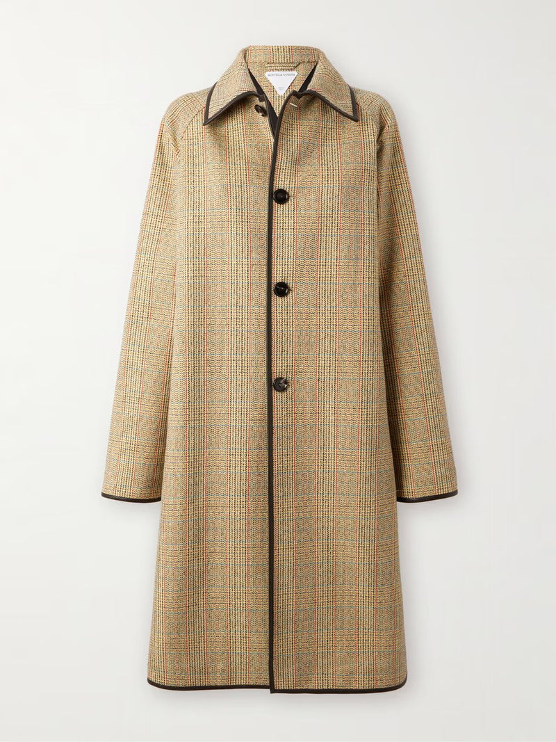 Beige /yellow /blue prince-de-wales wool coat BOTTEGA VENETA